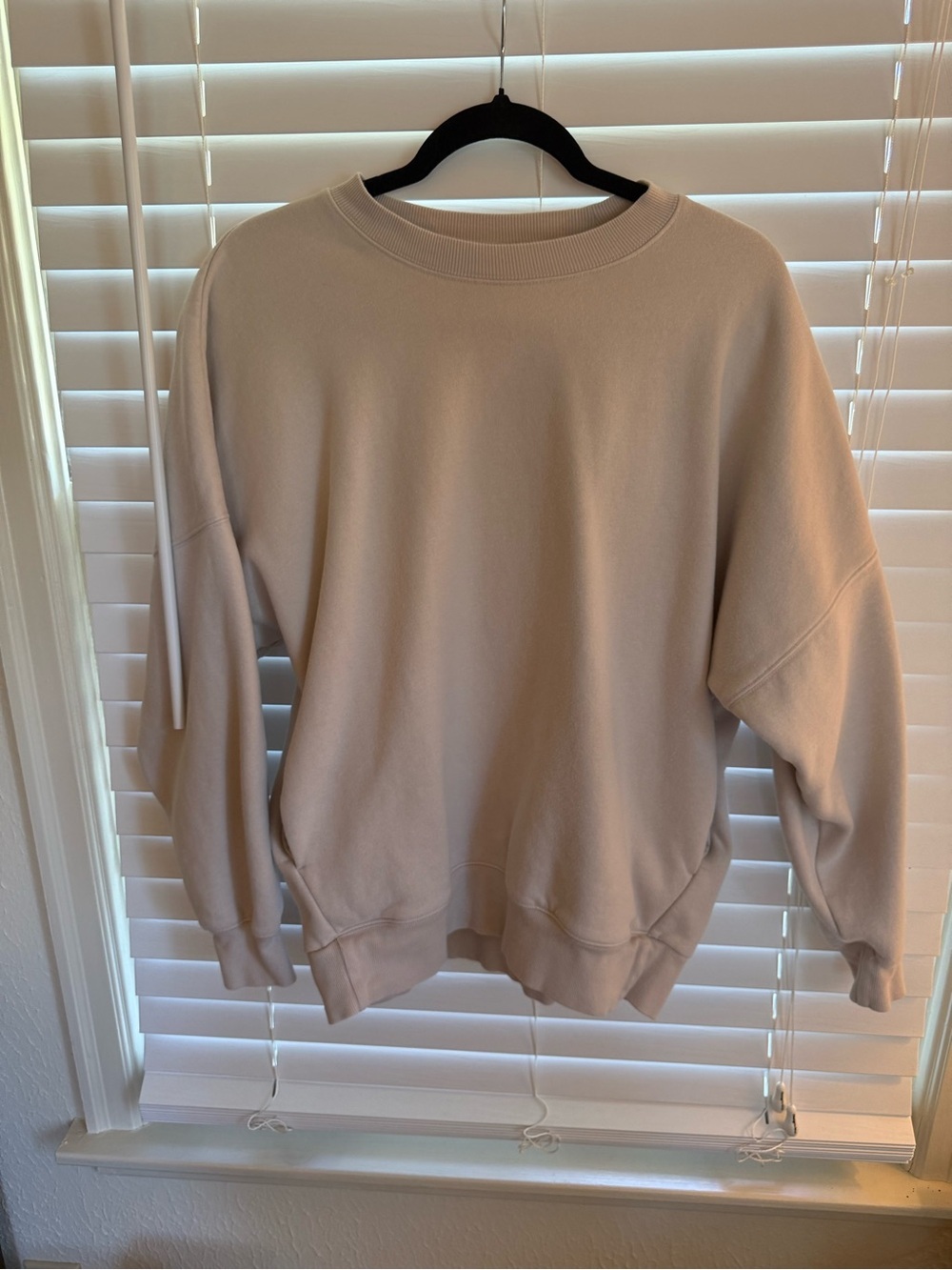 Tuff Athletics women's Crewneck Sweatshirt in Light Beige with pockets - Picture 2 of 5